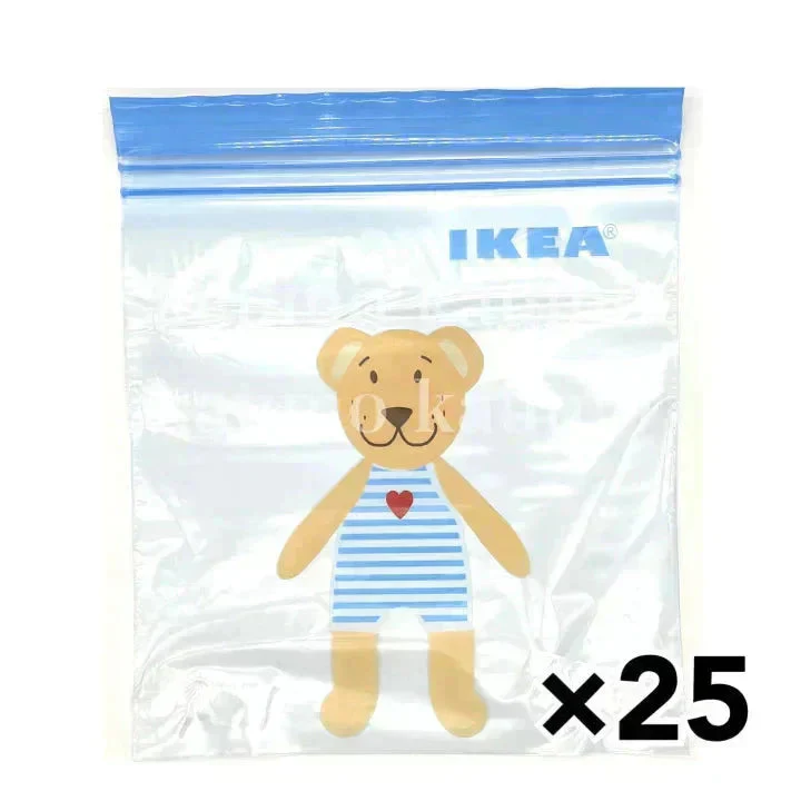 【たっぷり25枚!】 ISTAD イースタード 袋 クマ プラスチック袋 フリーザーバッグ 透明袋 保存袋 イケア IKEA(袋クマ)