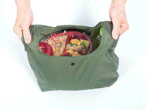 【ブラック】コンビニバッグ エコバッグ コンパクト 弁当 マチ広 折りたたみ 防水 撥水 ナスカン付き コンビニ弁当 メンズ シンプル 無地