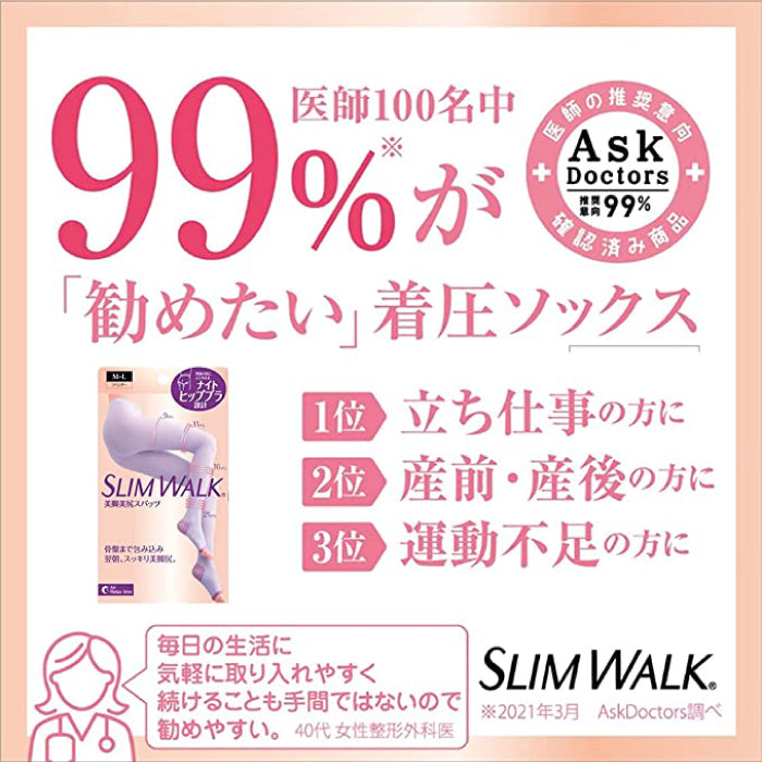 スリムウォーク認定販売店【ラベンダー(美脚美尻スパッツ)(SMサイズ)】おやすみ用 ナイトヒップブラ 骨盤 着圧 美脚 ピップ