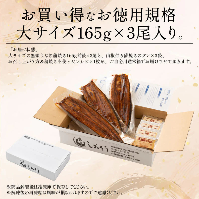 鰻 うなぎ 蒲焼き 国産 無頭 鰻蒲焼 大サイズ 165g前後×3尾 ウナギ 美味しい 大きい うなぎの蒲焼き 鰻の蒲焼 うなぎ蒲焼 ウナギ蒲焼き 国産うなぎ 贈り物 旬の味覚 グルメ 食べ物 母の日 プレゼント ギフト2023 花以外 実用的 母の日ギフト
