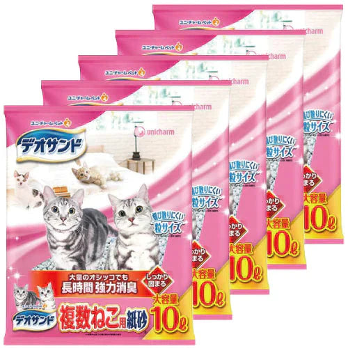 デオサンド 複数ねこ用紙砂 10L 5袋 1箱ケース販売