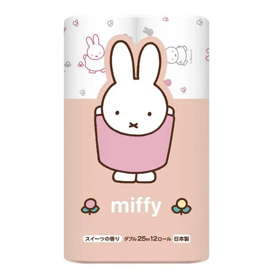 丸富製紙 miffy ミッフィー トイレットペーパー スイーツの香り 再生紙100% ダブル25m 12ロールX8パック