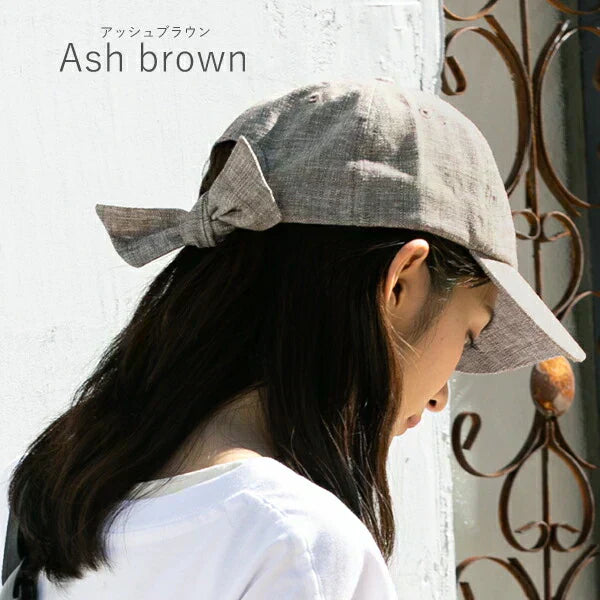 【フリー-アッシュブラウン】 【商品名:リボンキャップ】