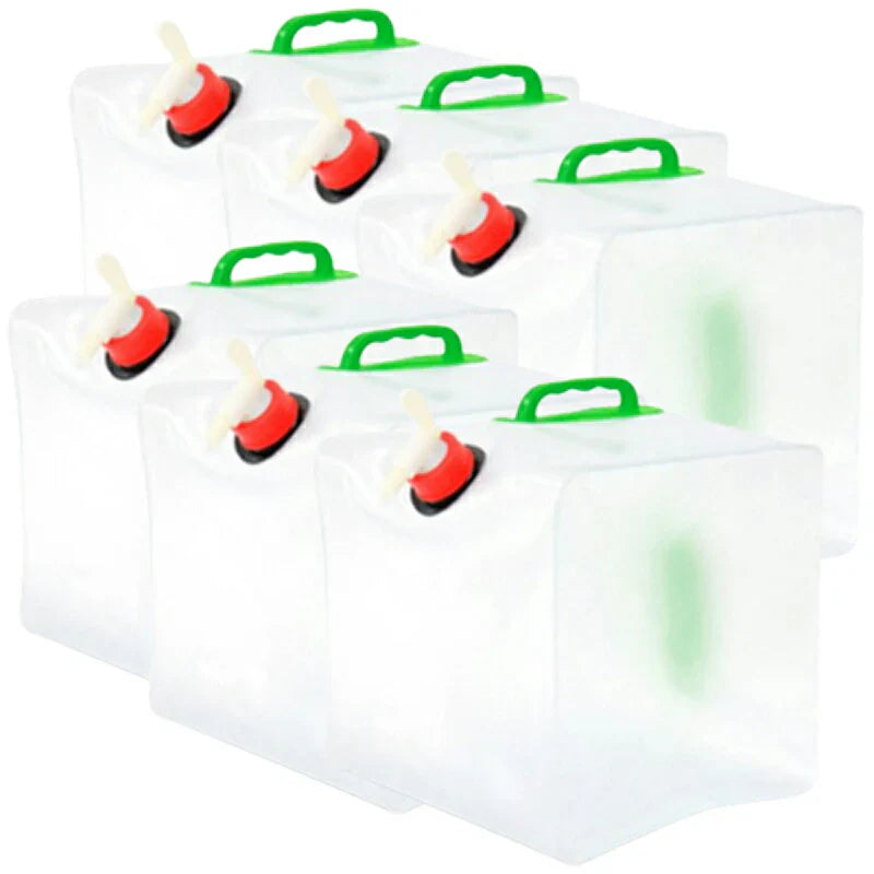 貯水タンク 10L 6個 ウォータータンク 折り畳み式 給水タンク 非常用 給水袋 大容量 10L 15L 20L 蛇口 持ち手 携帯 防災 断水 アウトドア イベント 便利 PVC 半透明