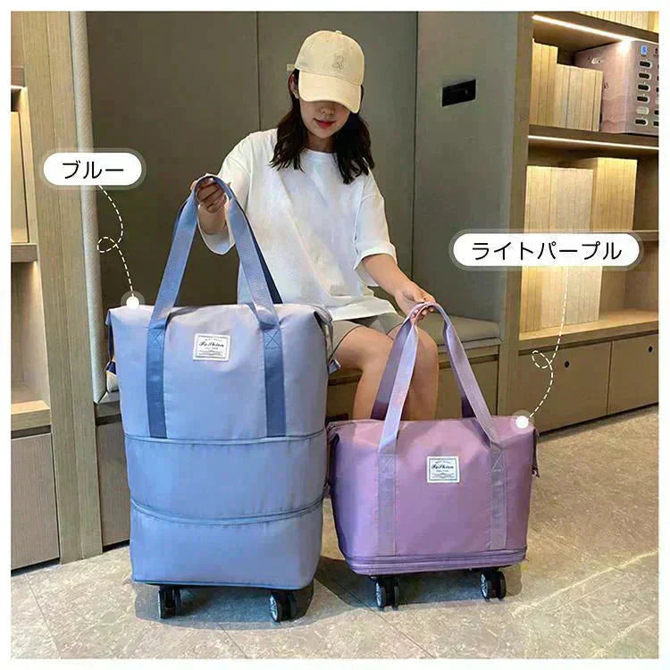 キャリーバッグ 「ブラック」 旅行バック 2way 多機能40L/60L/80Lの3段階が調整可能 大きさ調節 4輪 横押し 折りたたみ 軽量 軽い 大容量 機内持ち込み ボストンバッグ おしゃれ 防水 撥水加工 出張