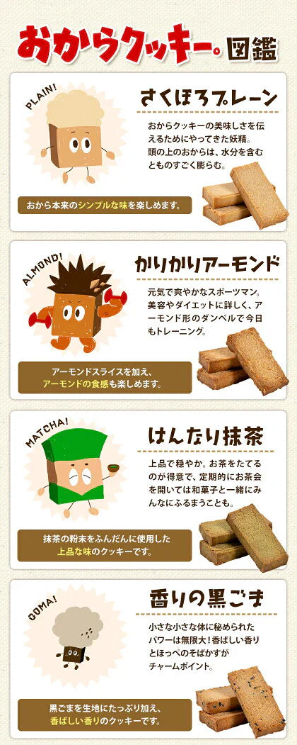 おからクッキー 国産 大容量 700g(70枚入り) 7種の味わい グルテンフリー 着色料・保存料不使用 抹茶 黒ゴマ ほうじ茶 紅茶 ココア アーモンド ヘルシー 低カロリー 糖質オフ スイーツ ダイエット 食品 無添加 上白糖 バター 卵 不使用 グルテンフリー 食物繊維 《1-5営業日以内に出荷予定(土日祝日除く)》