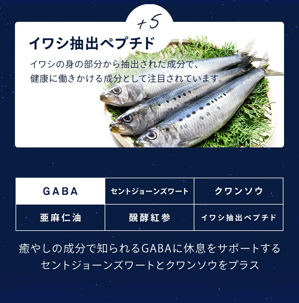 GABA《約1ヶ月分》ジョーンズワート クワンソウ 亜麻仁油 発酵紅参 イワシ抽出ペプチド 健康 サプリ サプリメント 休息 ストレス イライラ ギャバ