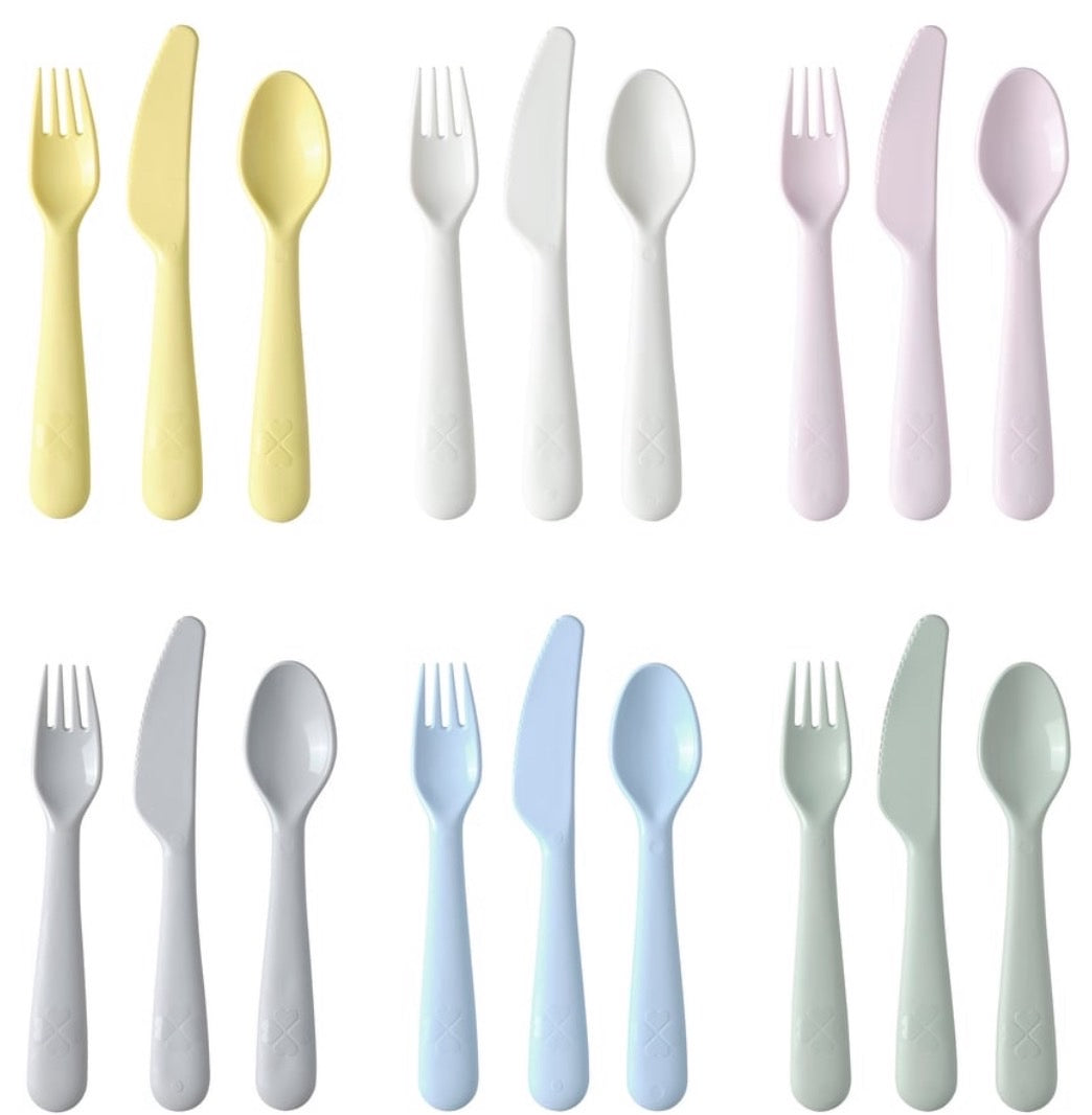 イケア カラース カトラリー 18点セット フォーク ナイフ スプーン ミックスカラー ベビー食器 子供用 IKEA(カトラリー)