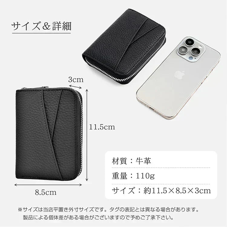 【ピンク】 ミニ財布 レディース メンズ カードケース 牛革 二つ折り 大容量 コンパクト じゃばら式