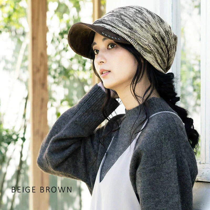 【ブラック】【商品名:アクセントニットキャスケット】