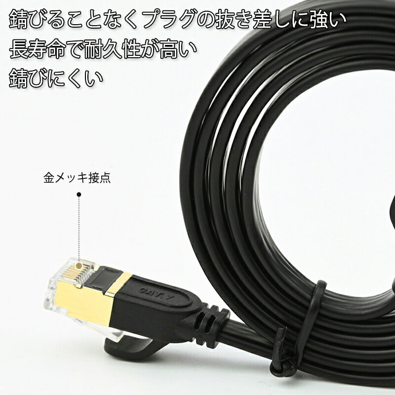 LANケーブル CAT7 10m 10メートル 10ギガビット 10Gps 600MHz フラットタイプ 光回線 超高速通信 ルーター パソコン プリンター cat7 カテゴリー7 延長