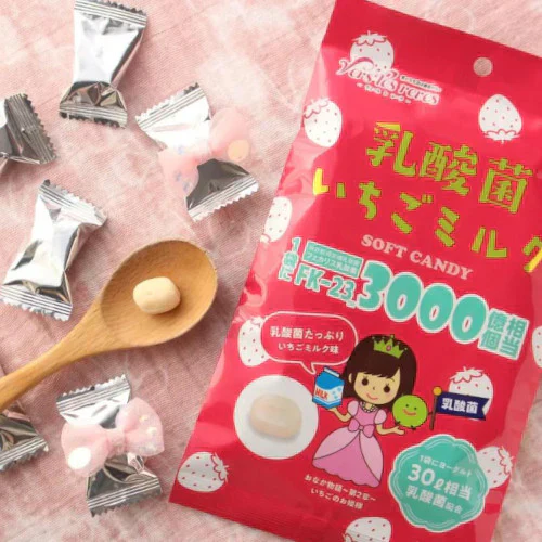 ★【5月限定】乳酸菌いちごミルク おなか物語 70g×10袋 キャンディー(1粒ヨーグルト12個分)