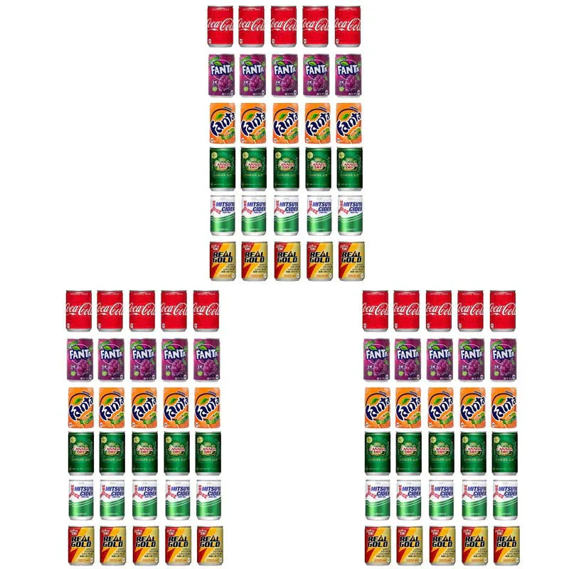 【3ケース】炭酸飲料 詰め合わせ 6種類90本セット ミニ缶 160ml【コカコーラ ファンタグレープ ファンタオレンジ ジンジャエール 三ツ矢サイダー リアルゴールド】