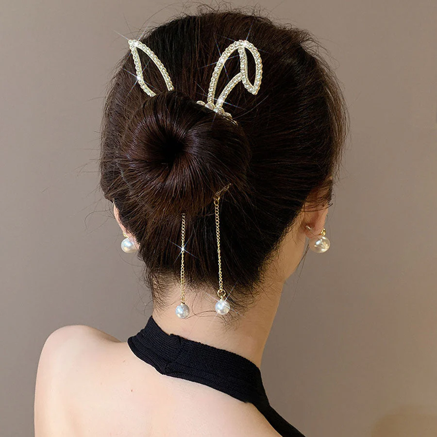 (HANE)ヘアクリップ ゆらゆらチェーン付き 髪留め 髪飾り 扇子 ヘアアクセサリー オシャレ上品 パーティー飾り