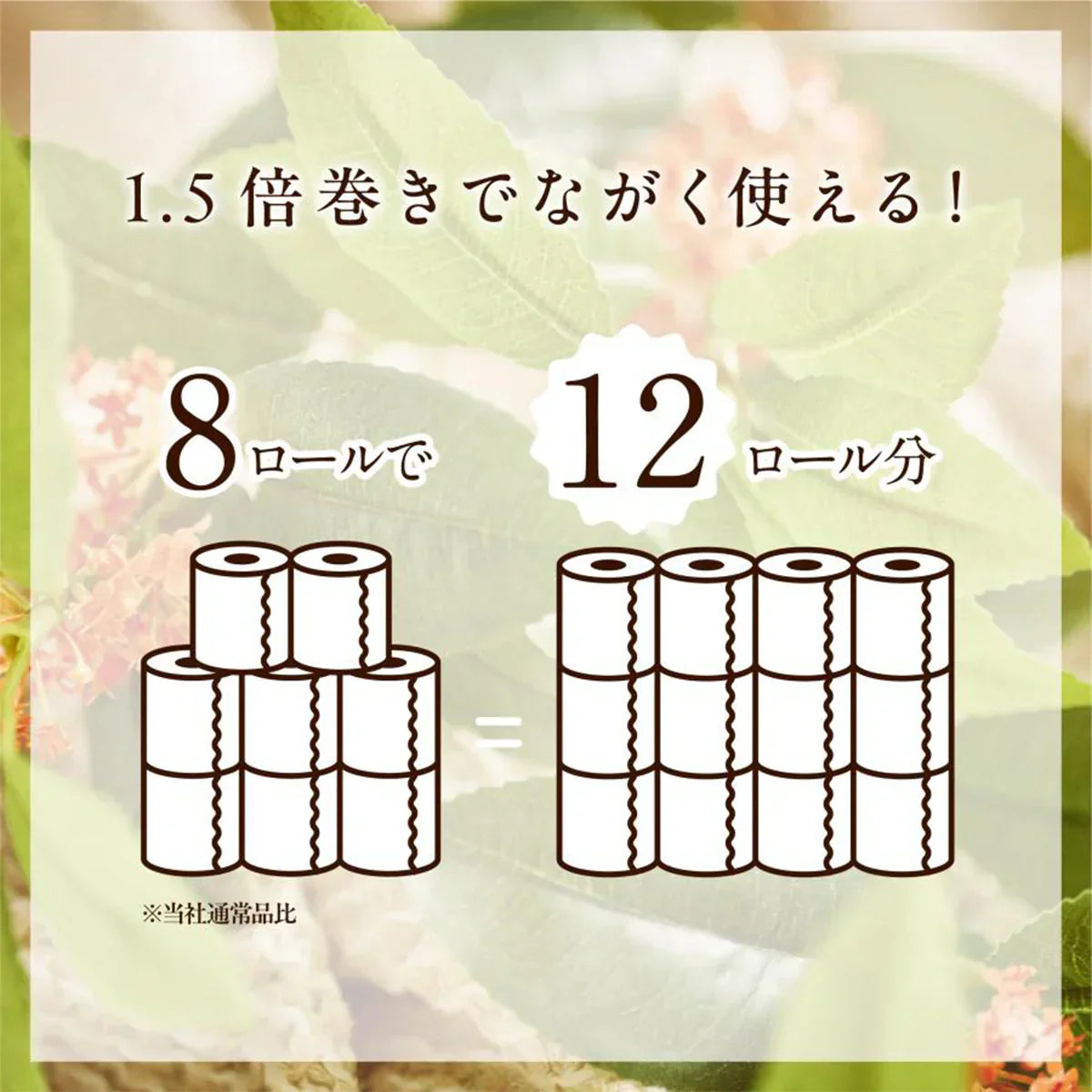 トイレットペーパー 丸富製紙 Hanataba 金木犀 1.5倍巻き パルプ100% ダブル37.5m 8ロールX8パック