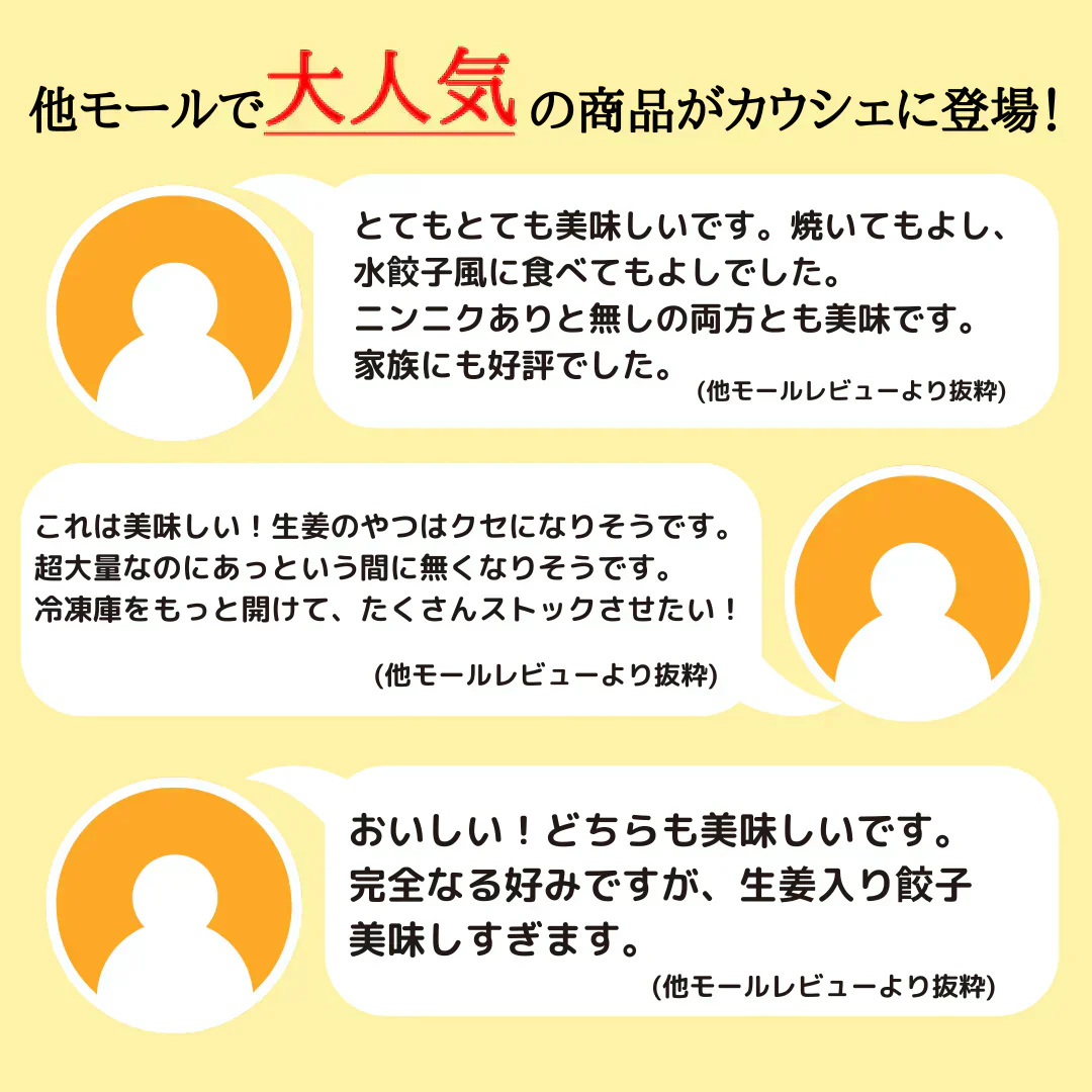 メガ盛り!本餃子&しょうが餃子96個(本餃子48個、しょうが餃子48個)