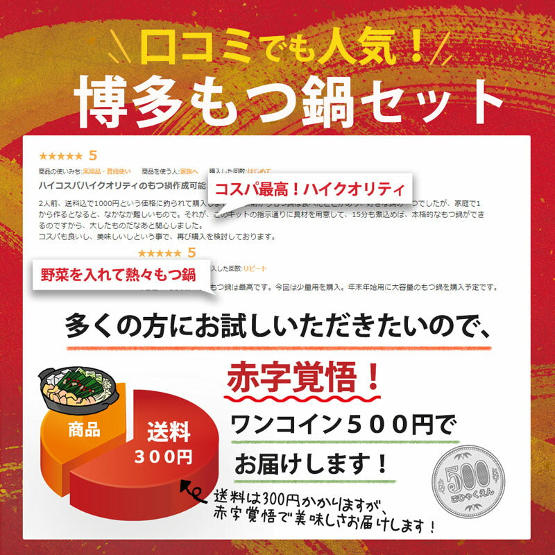 博多名物もつ鍋1人前セット(お試しパック)!