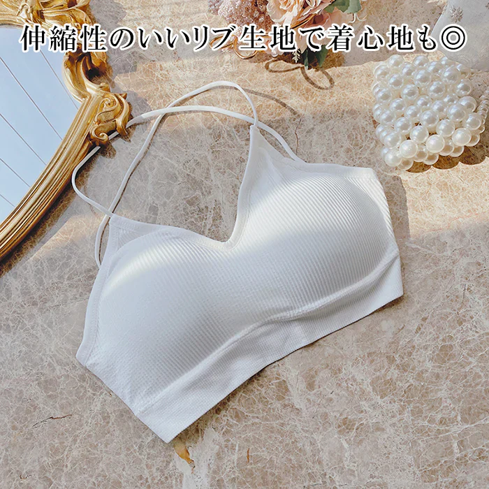 バッククロス背中あきブラトップ(ホワイト/FREEサイズ)