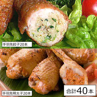 【2種40本】手羽先餃子(プレーン20本+明太子20本)/レンジで簡単!/多くのお店で利用!プロも認めた美味しさ!/焼いても・揚げても・煮てもOK!
