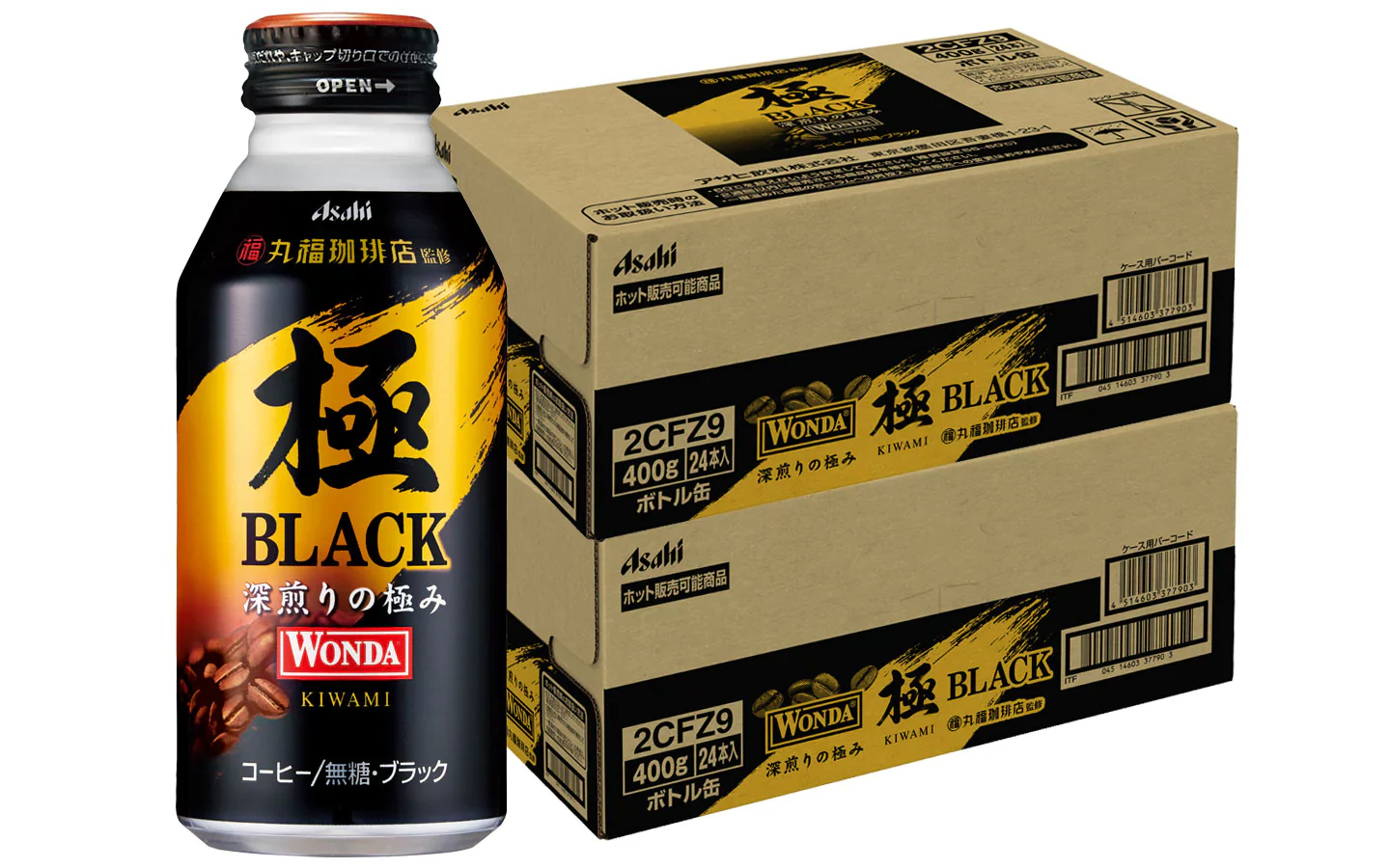 【送料無料】アサヒ飲料 ワンダ 極 丸福珈琲店監修 ブラック ボトル 缶 400ml 400g×2ケース/48本