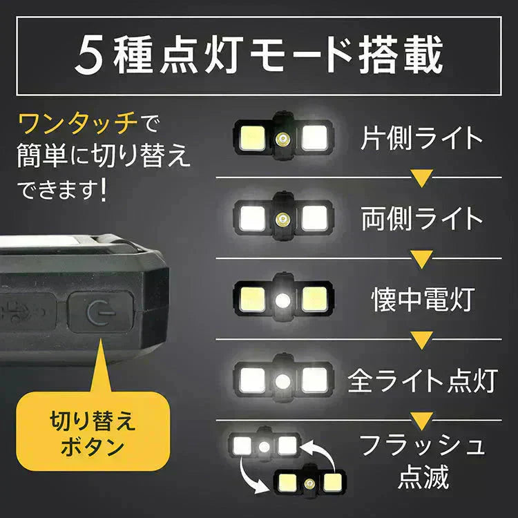 LEDライト 投光器 高輝度 最強 小型 屋外 防水 投光ライト USB充電式 作業灯 ミニ カラビナ 軽量 COB 釣り アウトドア キャンプ 登山 防災