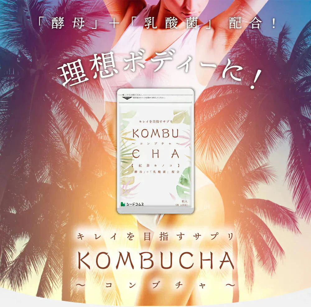コンブチャ(KOMBUCHA)約1ヶ月分 酵素 コンブチャ ダイエット サプリ コンブチャ 美容 健康 送料無料 30日分 乳酸菌 美容成分 紅茶キノコ 酵母 ビタミンD 葉酸 ビタミンC ビタミンB 大豆ペプチド コンブ【カウシェファーム収穫対象商品】