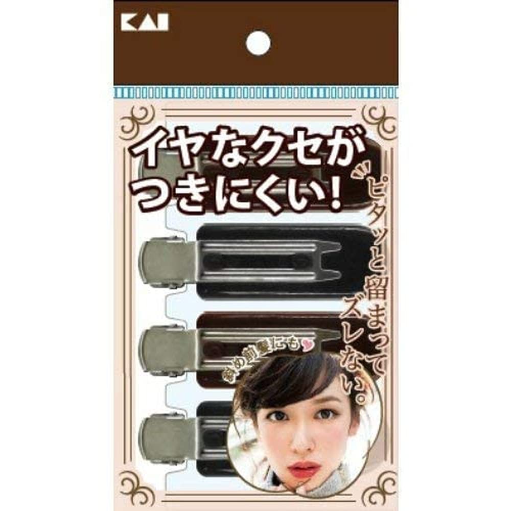 【まとめ買い】KQ3131癖がつきにくい前髪クリップ 黒茶 4P 容量4個×12点セット 貝印 スタイリング