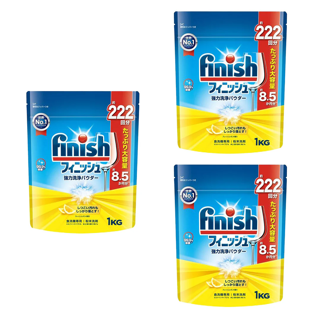 食洗機用 洗剤 フィニッシュパワー&ピュア 大型レモン 1kg x 3