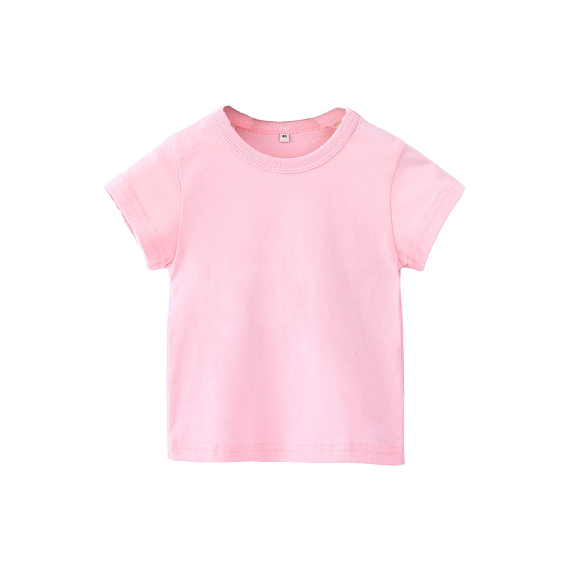 半袖 Tシャツ ピンク 140cm 100%綿 無地 子供 キッズ 100 110 120 130 140 150 コットン 吸汗速乾 幼稚園 小学校 体育 体操着 発表会 運動会 ダンス 洗い替え 白 黒シャツ