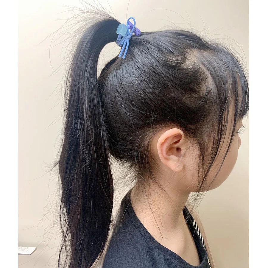 (ブルー)ヘアアクセサリー ヘアゴムセット 8本 キッズ 女の子 子供用 かわいい ピンク ブルー パール 花 ★ 髪飾り クリスマス プレゼント 小学生