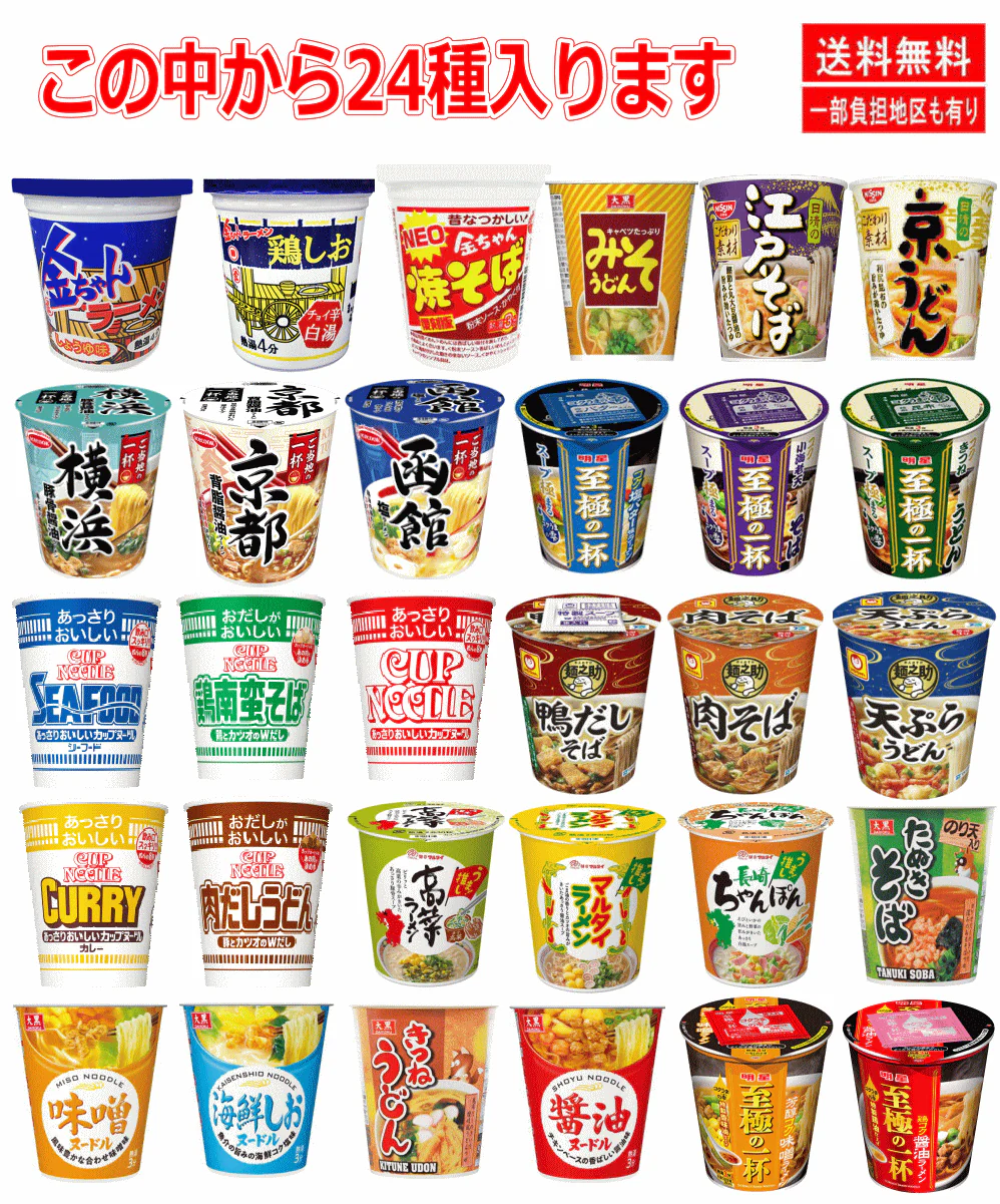 カップヌードル 金ちゃんラーメンも入った縦型カップ麺 うどん そば ラーメン 焼きそば 24種セット
