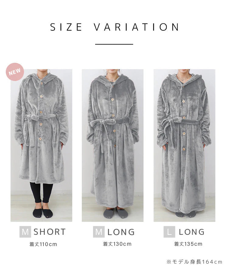 【Mサイズロング】【グレー】着る毛布 ルームウェア フード付き M L 毛布 あったかグッズ ルームウェア 冬 もこもこ パジャマ レディース かわいい メンズ ロング ショート マタニティ ナイトウェア ブランケット 部屋着 おしゃれ 可愛い 秋冬