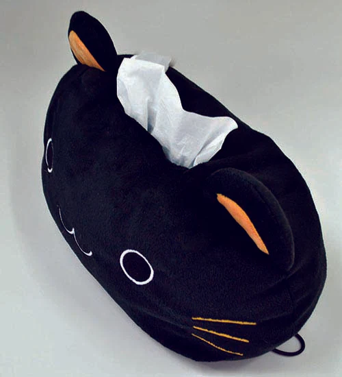 【白猫】ねこ顔ティッシュカバー ネコ 猫 猫グッズ 黒猫 白猫 ブラック ホワイト 30×20cm ティッシュカバー