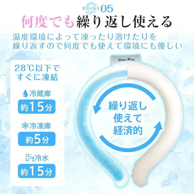 【送料無料】 爽快リングW 「Mサイズ グリーン」 2層構造 28℃ 凍結 クール 長持ち 熱中症対策