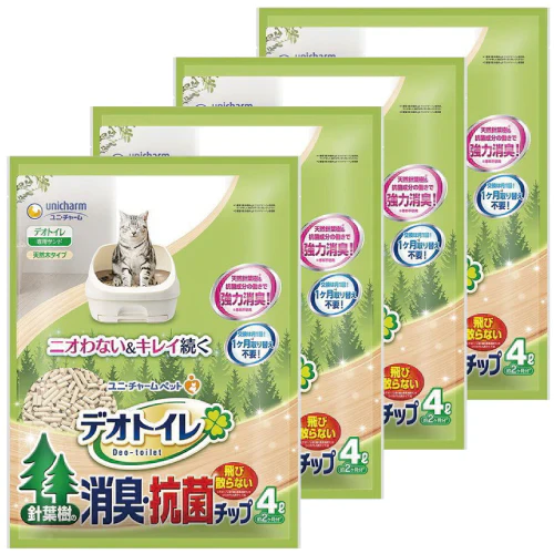 デオトイレ 飛び散らない針葉樹の消臭・抗菌チップ 4L 4袋