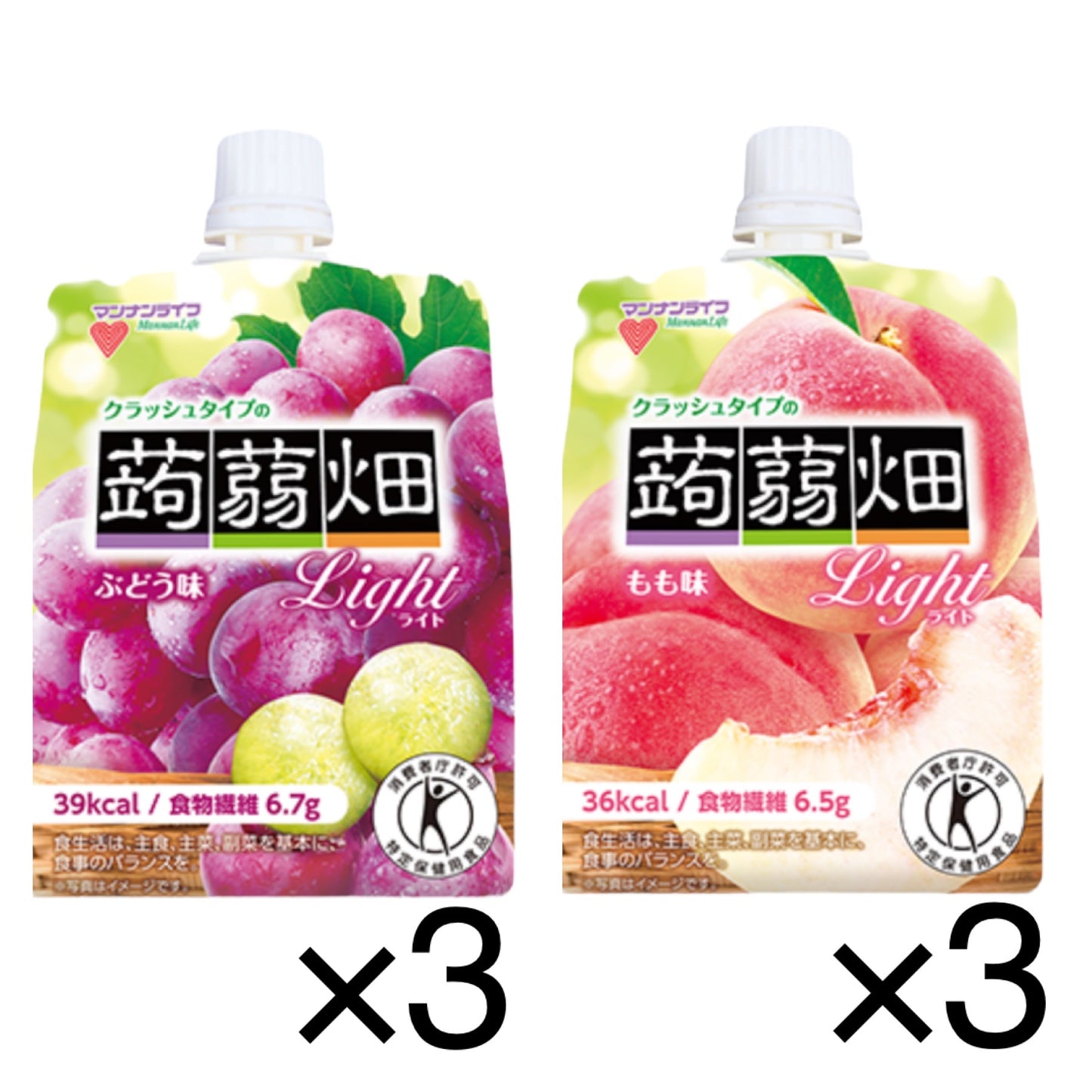 【6個セット!】 クラッシュタイプの蒟蒻畑 ライト ぶどう味 150gx3個 / もも味 150gx3個 お菓子 スイーツ ゼリー こんにゃくゼリー 蒟蒻畑※(蒟蒻畑3-3)