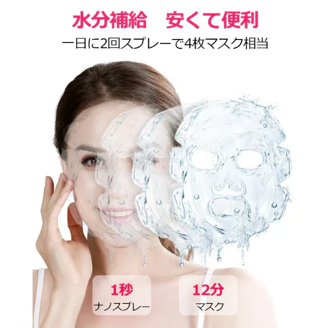 「在庫処分商品」「ピンク」フェイススチーマー ナノスプレー 補水 美顔器 収納便利 外出 旅行 自宅 SPA 角質ケア クレンジング 美肌 乾燥対策 男女兼用 美顔スプレー 噴霧式 オフィス