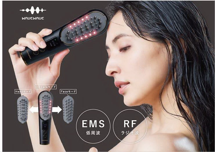 WAVEWAVE スカルプブラシプロ/EMS(低周波)で頭筋を刺激・RFラジオ波でリフトケア アタッチメントを変えるだけで頭皮と顔のトータルケア 電気針ブラシ