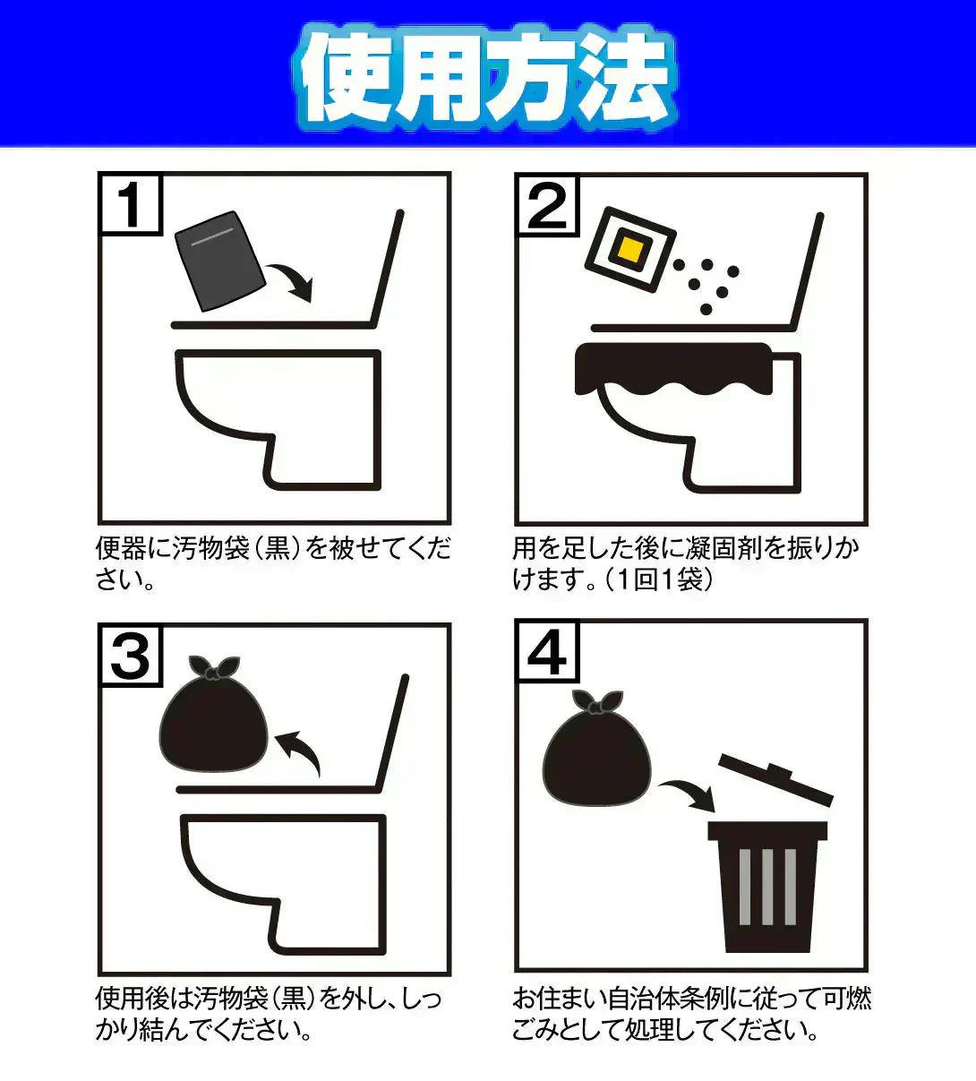 お手軽非常用トイレ60回分 1組 簡易トイレ 防災グッズ 防災セット 汚物袋 凝固剤 アウトドア 介護用トイレ 携帯トイレ 災害 断水 コンパクト 長期保存 国華園 【発送時期は商品説明参照】