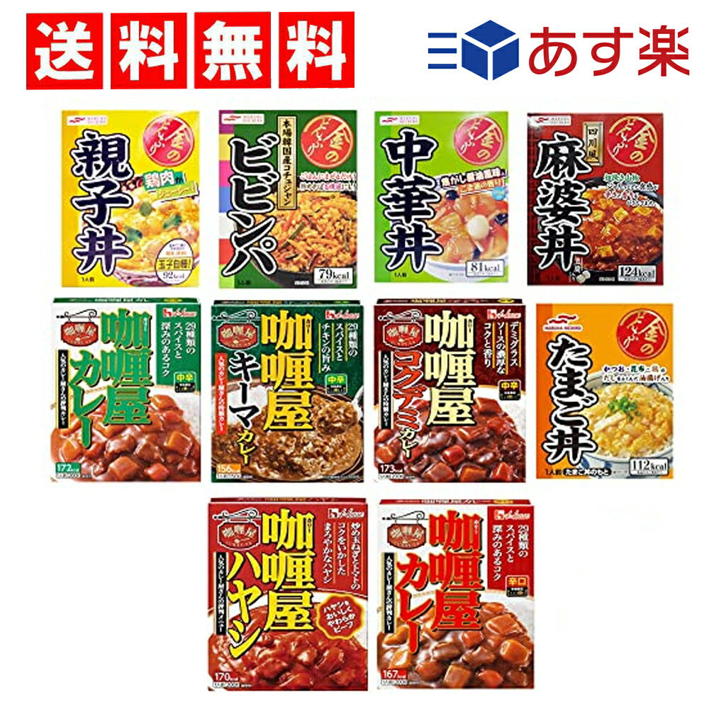 【3人シェア買いでお得】金のどんぶり カリー屋カレー 詰め合わせ 10食セット ( 牛丼 親子丼 ビビンバ 中華丼 ハヤシライス カレー どんぶり 丼 丼物 レトルト 非常食 レンチン つめあわせ まとめ買い アソート インスタント )