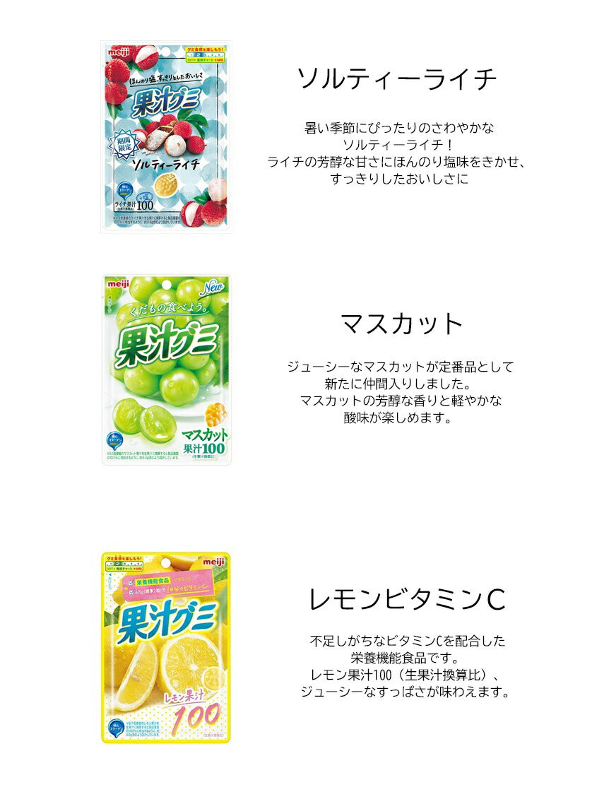 【送料無料】果汁グミ 6種×各2( もも ぶどう 温州みかん ソルティーライチ マスカット レモン )計12個セット