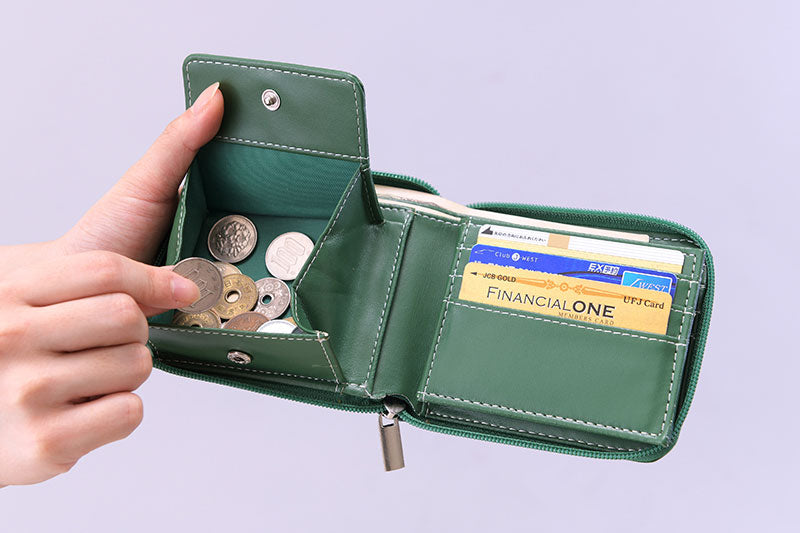【ブラウン】縁起財布 財布 メンズ レディース 二つ折り グリーン 緑 開運 金運 折財布 ボックス小銭入れ ギフト プレゼント 父の日 母の日 敬老の日