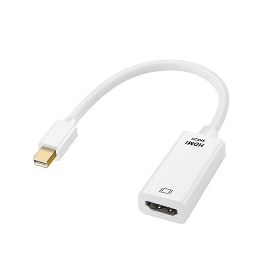 MiniDP to HDMI 変換 アダプター 15cm 白色 4K画質 変換ケーブル Mini DisplayPort オス to HDMI メス Thunderbolt MacPC ノートパソコン TV ディスプレイ