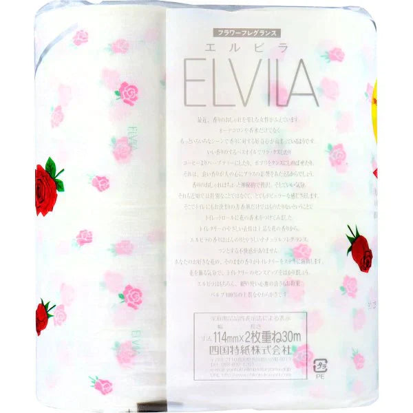 トイレットペーパー 四国特紙 ELVILA バラの香り ダブル30m 4ロールX12パック