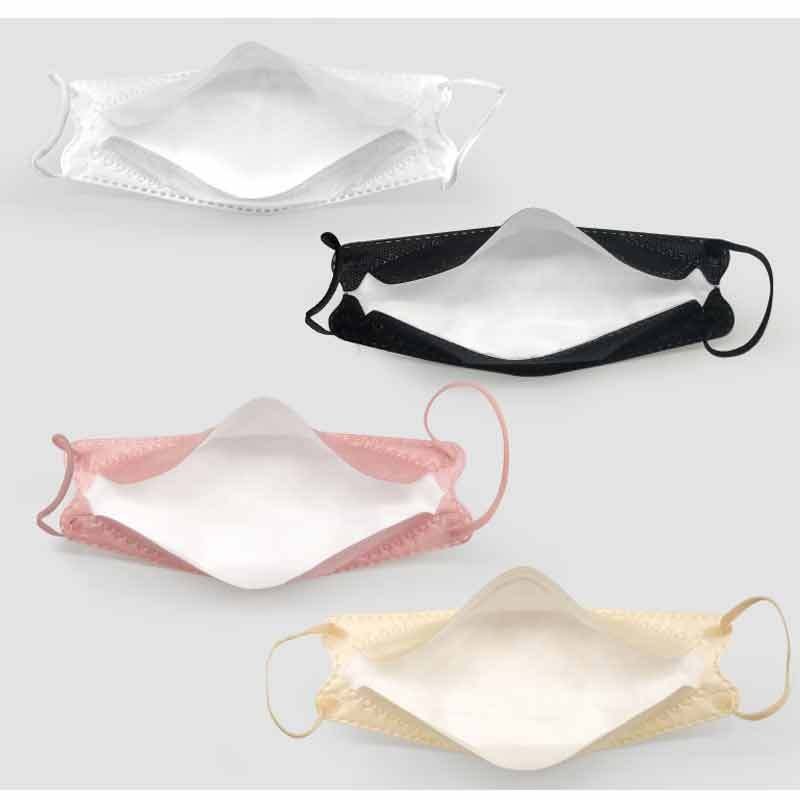 4層不織布マスク 3D立体構造 男女兼用 ふつうサイズ 個包装 ブラック 30枚入X5箱 KI1549