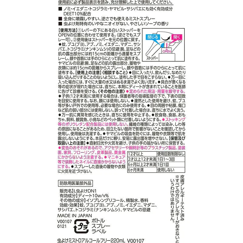 2本セット スキンバルサン 虫よけミスト しっとり ノンアル220ml (ソープの香り) うるおい成分配合【ゲリラセール】