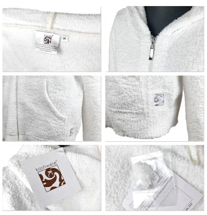 【White/XS】カシウェア ジップパーカ Kashwere Full Zip Hooded