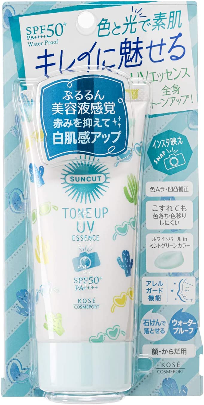 外パッケージなしで発送 1-2日発送 KOSE サンカット 日焼け止め トーンアップ UV エッセンス ミントグリーン カラーコントロール ウォータープルーフ 80g クリスタルフローラルの香り
