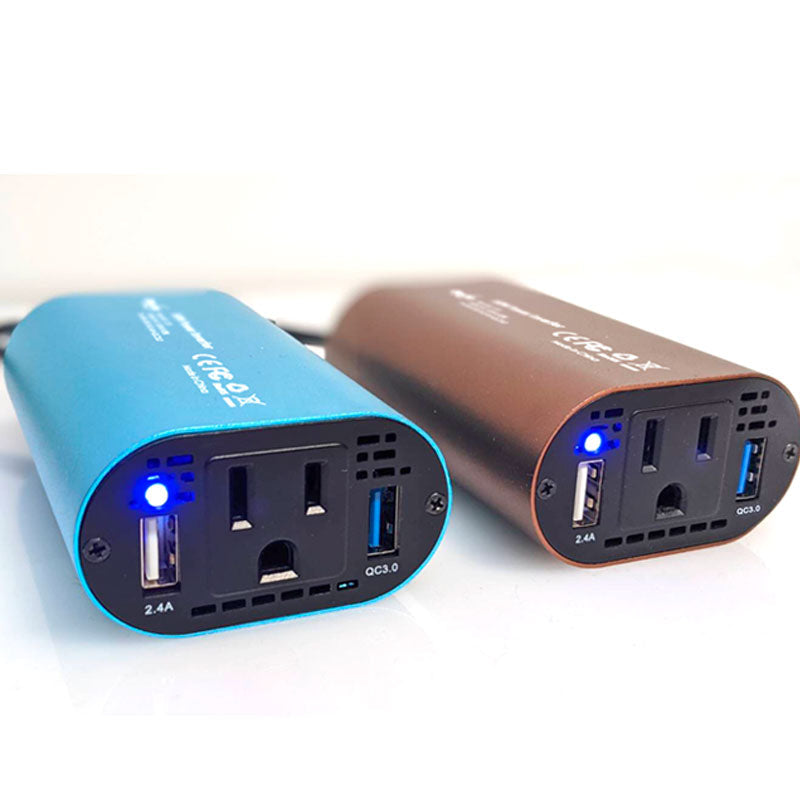 「モカブラウン」 カーインバーター 150W DC 12V AC100V 5A 2.4A+QC3.0 車載 シガーソケット コンセント カーインバータ 電源 変換 車載充電器 USB 2ポート 急速充電 急速充電器 充電器 カーチャージャー インバータ インバーター(番号:1000088M)
