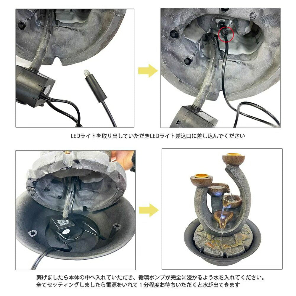 加湿器 U字 滝 三段 噴水 卓上噴水 滝 風水 風景 ホームデコレーション リビング ルームデコレーション デスクトップ噴水 開運インテリア 置物 流水 噴水 開運グッズ インテリア 開運祈願 金運祈願 商売繁盛 室内 雑貨 人気